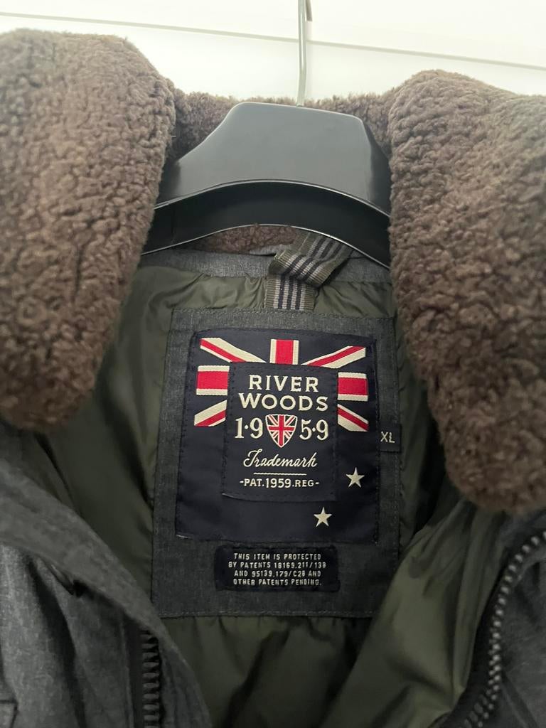 River woods winterjas, Ophalen, Zo goed als nieuw, Maat 56/58 (XL), Grijs