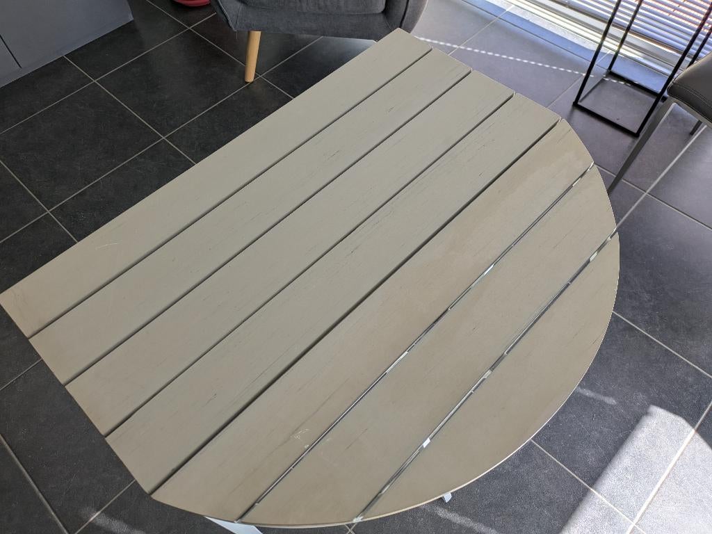 Petite table de terrasse modulable + 2 chaises alu blanc, Jardin & Terrasse, Terrasses, Comme neuf, Autres matériaux, Enlèvement