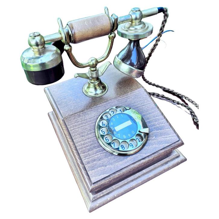 Vintage houten draaischijf telefoon PTT – 1982, Antiek en Kunst, Antiek | Woonaccessoires, Ophalen of Verzenden