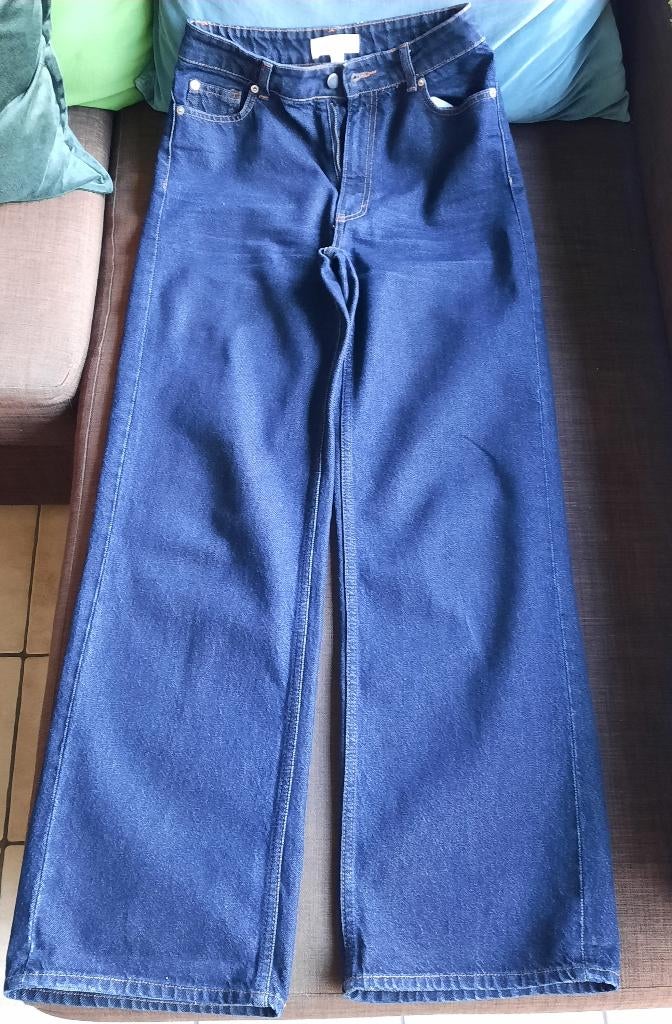 Jeans brut wide legs H&M très peu porté, comme neuf, Ophalen, H&M, Blauw, Zo goed als nieuw