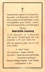 Duits Oorlogsslachtoffer Ludwigshaven 1944, Verzamelen, Bidprentjes en Rouwkaarten, Ophalen of Verzenden