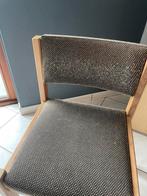 6 stoelen stof en hout, Huis en Inrichting, Stoelen, Ophalen, Gebruikt, Bruin, Vijf, Zes of meer stoelen