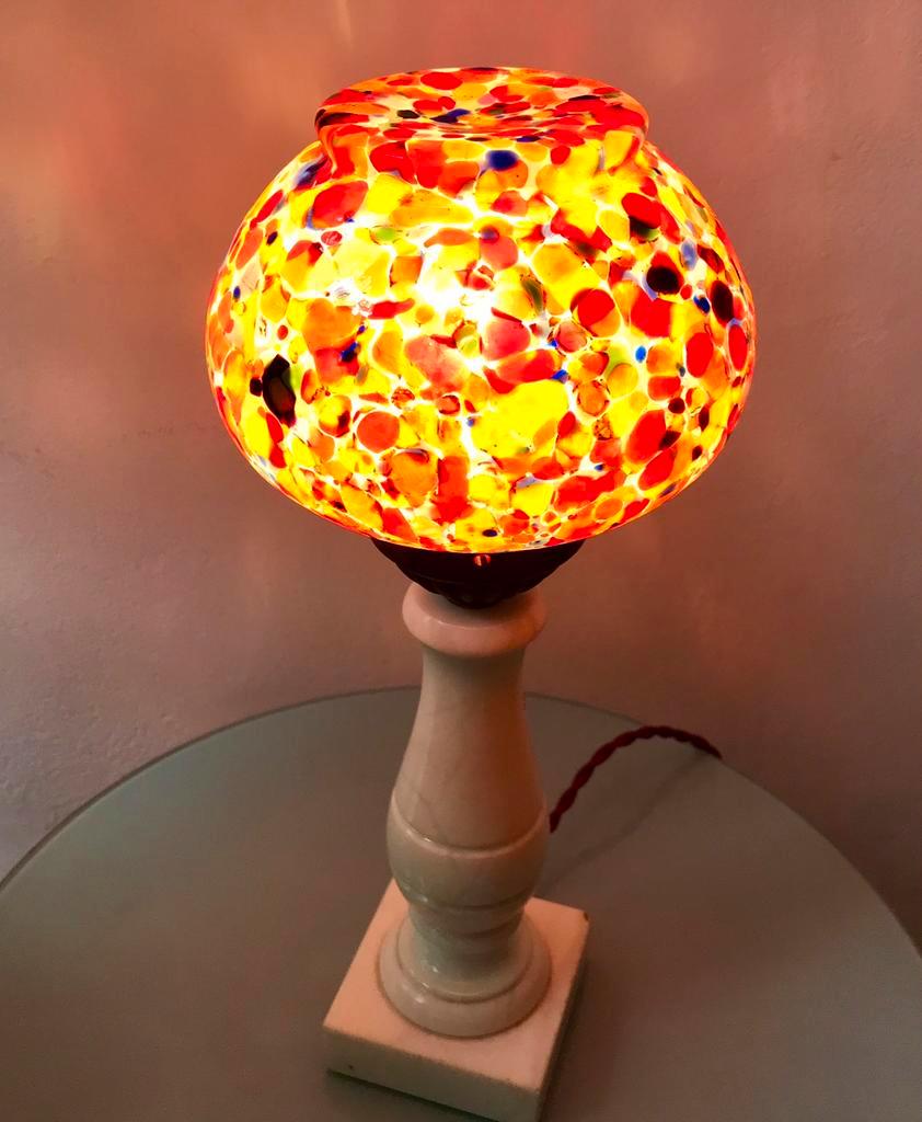 Lampe de table en mosaïque et albâtre, Maison & Meubles, Enlèvement ou Envoi, Comme neuf, Verre