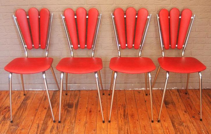 Tubmenager S.A. Ranger Rockabilly Design Stoelen / Jaren 50, Maison & Meubles, Chaises, Comme neuf, Quatre, Bois, Cuir, Métal