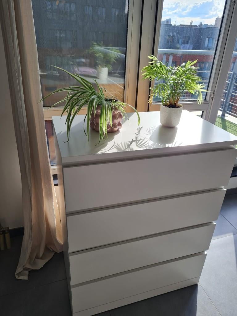 Commode Ikea Malm blanc mat, 3 ou 4 tiroirs, Enlèvement, Comme neuf