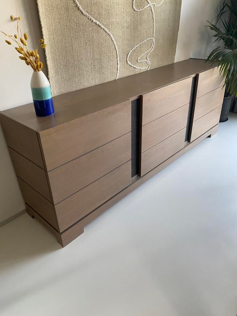 Eiken dressoir met ingebouwd blauwe natuursteen, Ophalen, Gebruikt