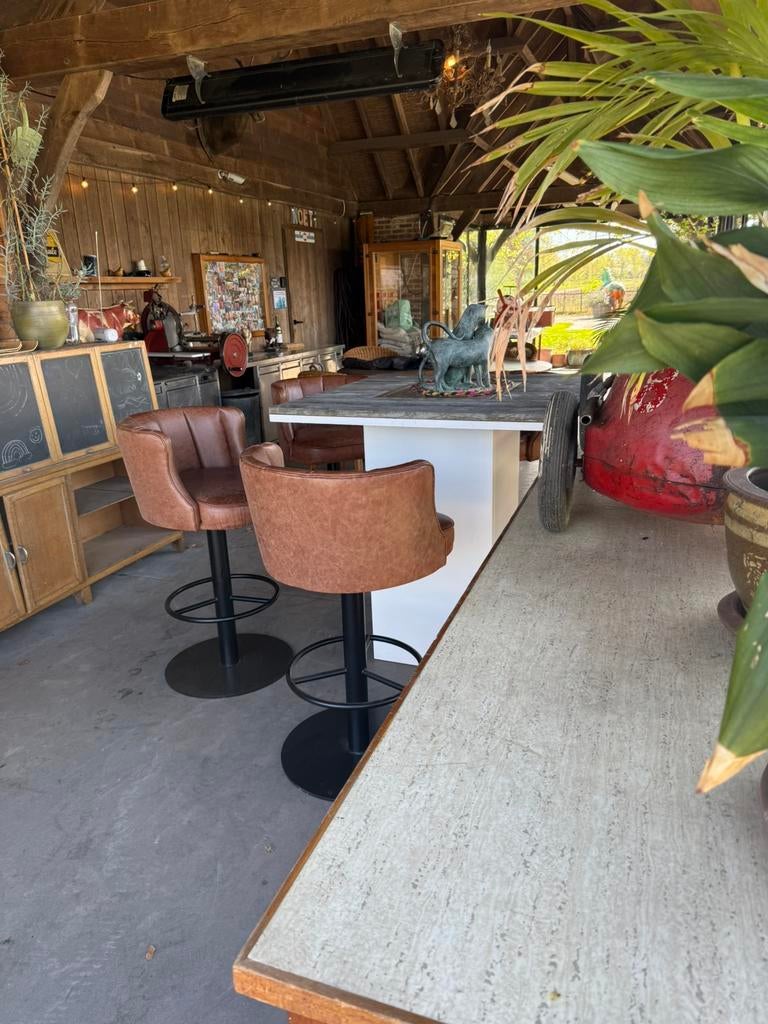 6 magnifiques tabourets de bar en cuir, Maison & Meubles, Dénudé, Comme neuf, Enlèvement, X, X