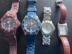 4 montres, Handtassen en Accessoires, Horloges | Heren, Overige merken, Staal, Gebruikt, Leer