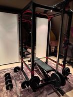 power rack krachttraining,verstelbare fitnessbank,gewichten, Sport en Fitness, Ophalen, Benen, Krachtstation, Zo goed als nieuw