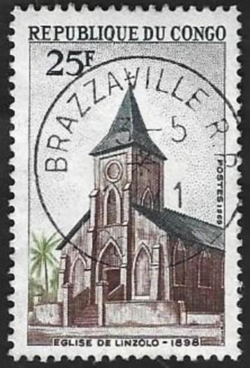 1 Postzegel Congo-Brazzaville 1970 Kerk van Linzolo beschikbaar voor biedingen