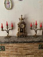 3 Delig antiek koper schouwgarnituur., Antiek en Kunst, Ophalen