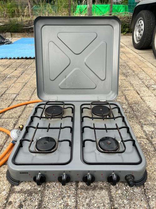 Gimeg 4-pits beveiligd kooktoestel + elektrische ontsteking, Caravans en Kamperen, Kampeeraccessoires, Gebruikt, Ophalen