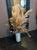 Extra groot droogbloemenboeket met vaas, Huis en Inrichting, Woonaccessoires | Droogbloemen, Ophalen, Gebruikt