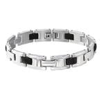 RVS herenarmband met zwarte accenten - OP=OP!, Ophalen of Verzenden, Nieuw, Staal