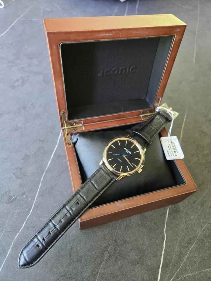 Montre neuve Rodania Montreux, Handtassen en Accessoires, Horloges | Heren, Nieuw, Polshorloge, Overige merken, Staal, Leer, Ophalen