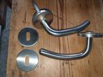 Poignée porte + rosace Inox (comme neuf), Ophalen of Verzenden, Zo goed als nieuw, Inox, Klink of Kruk