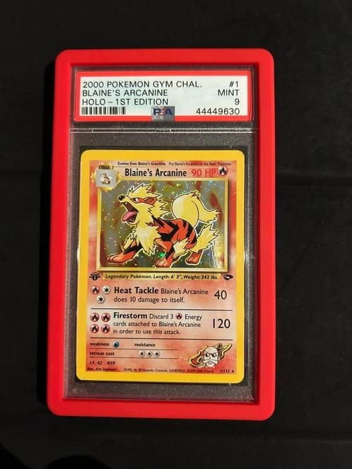 1/132 blaine's arcanine 1e psa 9 € 500,00 holo, Hobby en Vrije tijd, Verzamelkaartspellen | Pokémon, Losse kaart, Ophalen of Verzenden