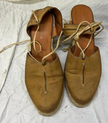 Espadrilles met bruin leder, marioalvino, maat 38   beschikbaar voor biedingen