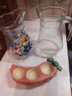 2 decoratieve kannen + theelichthouder, Huis en Inrichting, Keuken | Potten en Pannen, Ophalen, Zo goed als nieuw, Glas