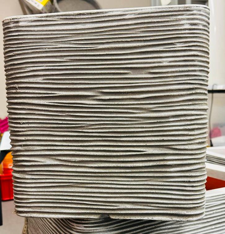 6 bloempotten uit de Capi Nature Rib NL collectie., Tuin en Terras, Bloempotten, Nieuw, Binnen, Balkon, Tuin, Vierkant, Ophalen