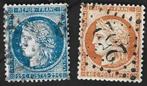 2 Postzegels Frankrijk 1870 Ceres Goden, Ophalen of Verzenden, Gestempeld