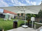 Zweefparasol met til- en kanterfunctie + hoes + betonvoet, Tuin en Terras, Ophalen, 3 tot 4 meter, Kantelbaar, Zweefparasol