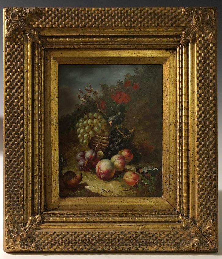 Schilderij op houten paneel ingekaderd, Antiek en Kunst, Kunst | Schilderijen | Klassiek, Ophalen of Verzenden