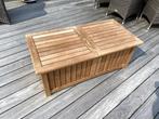 table basse/boîte de rangement en teck, Comme neuf, 100 à 150 cm, Rectangulaire, Teck