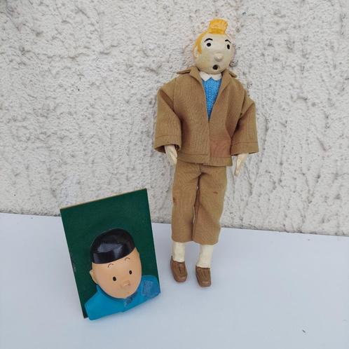 HANDGEMAAKTE POP VAN KUIFJE +  POSTURE KOP BD HERGE, Verzamelen, Beelden en Beeldjes, Gebruikt, Mens, Ophalen of Verzenden