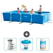 Intex rechthoekig opzetzwembad met pomp, verwarmingsmat, etc, Tuin en Terras, Zwembaden, Zo goed als nieuw, Opzetzwembad, Rechthoekig
