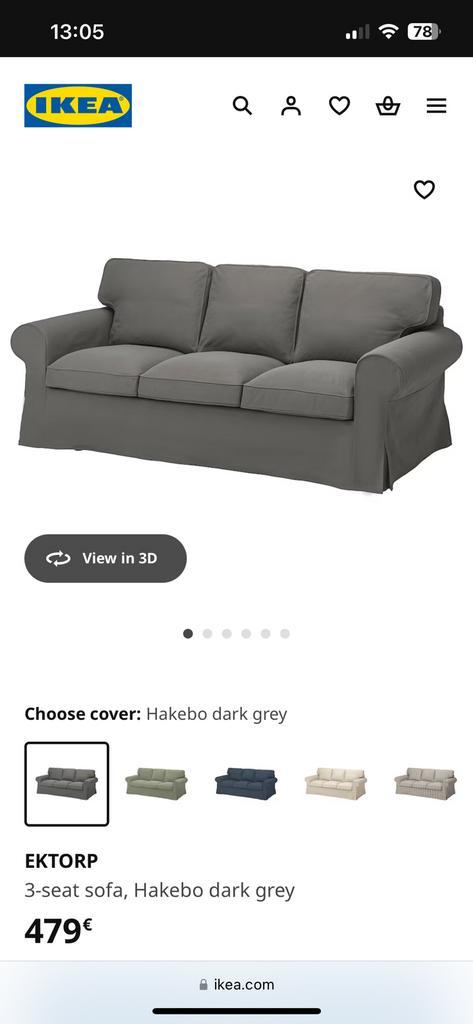 2-zit en 3-zitbank zetel ikea ektorp, Huis en Inrichting, Zetels | Zetels en Chaises Longues, Zo goed als nieuw, Ophalen