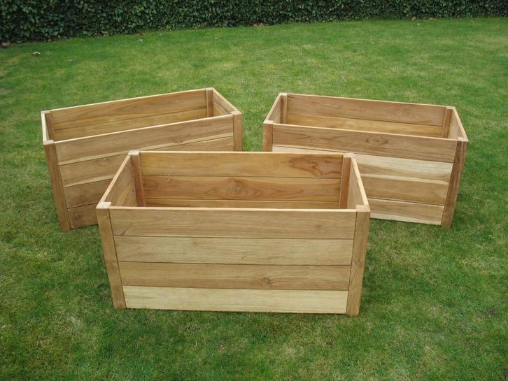 3 nieuwe outdoor Hardhouten plantenbakken plantenbak, Tuin en Terras, Bloembakken en Plantenbakken, Nieuw, Hout, Rond, Ophalen of Verzenden