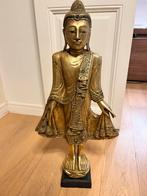 Bouddha tibétain élégant et sophistiqué 82x40 en bois., Maison & Meubles, Enlèvement, Comme neuf