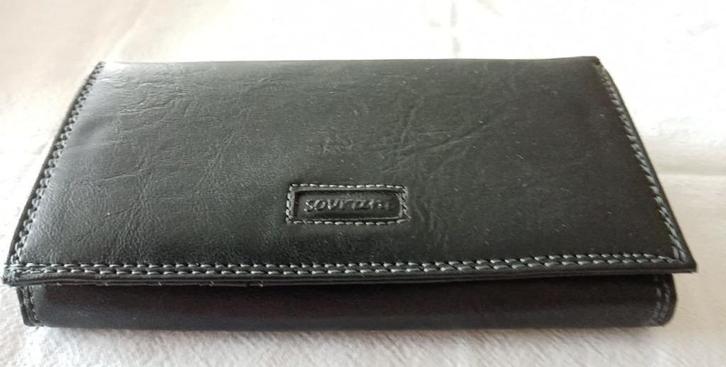 portemonnee praktisch zwart leer dames, Handtassen en Accessoires, Portemonnees, Nieuw, Overige merken, Zwart, Leder, Met knipsluiting