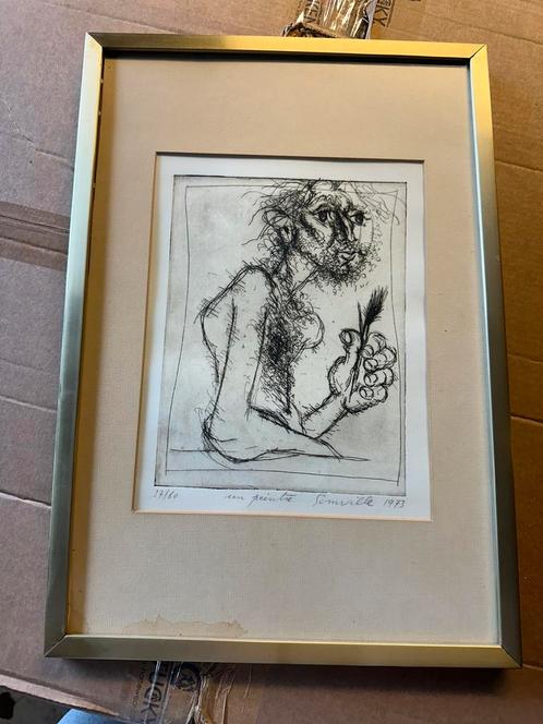 Roger Somville – “Un Peintre” (1973) – genummerde ets 37/60, Antiek en Kunst, Kunst | Tekeningen en Fotografie, Ophalen of Verzenden