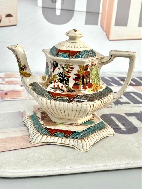 Antiek 1900 Gater Hall & Co Theepot porselein thee-pot set, Antiek en Kunst, Antiek | Servies los, Ophalen of Verzenden
