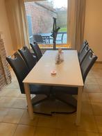 Tafel met 6 lederen stoelen 180euro, Ophalen, Zo goed als nieuw