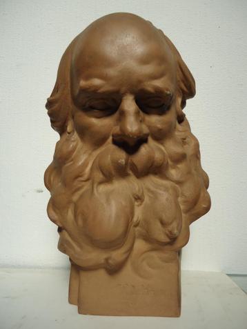 Victor DE HAEN 1866-1934 BXL terracotta hoofd 'de filosoof'