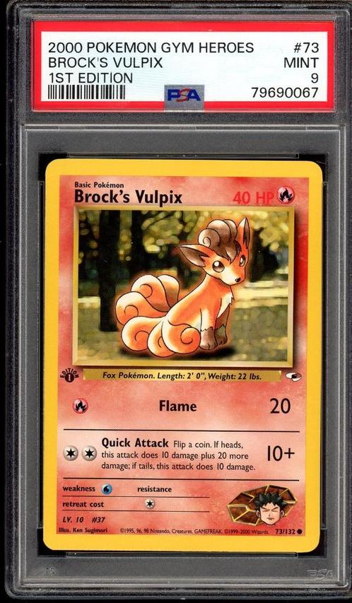 Brock's Vulix 1st Edition PSA 9 73/132 - 1999 Gym Heroes, Hobby & Loisirs créatifs, Jeux de cartes à collectionner | Pokémon, Comme neuf