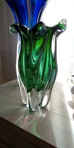 Groene dikwandig glazen vaas, Antiek en Kunst, Ophalen of Verzenden