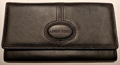Grand portefeuille rectangulaire LINEA VERO, cuir noir, NEUF, Handtassen en Accessoires, Portemonnees, Nieuw, Overige merken, Zwart