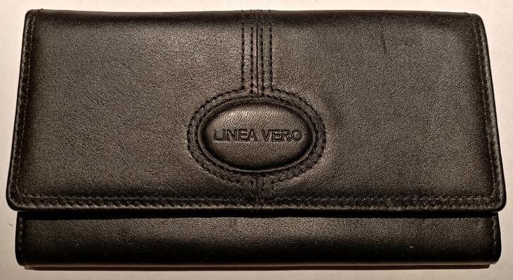Grand portefeuille rectangulaire LINEA VERO, cuir noir, NEUF, Handtassen en Accessoires, Portemonnees, Nieuw, Overige merken, Zwart