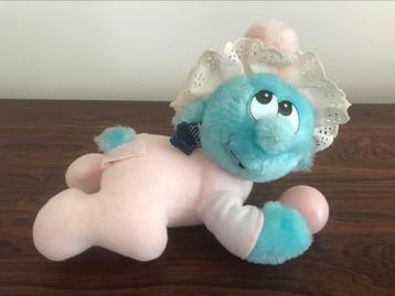 Applause retro babysmurf baby smurf met rammelaar, Enlèvement ou Envoi, Utilisé, Bébé Schtroumpf, Poupée, Figurine ou Peluche
