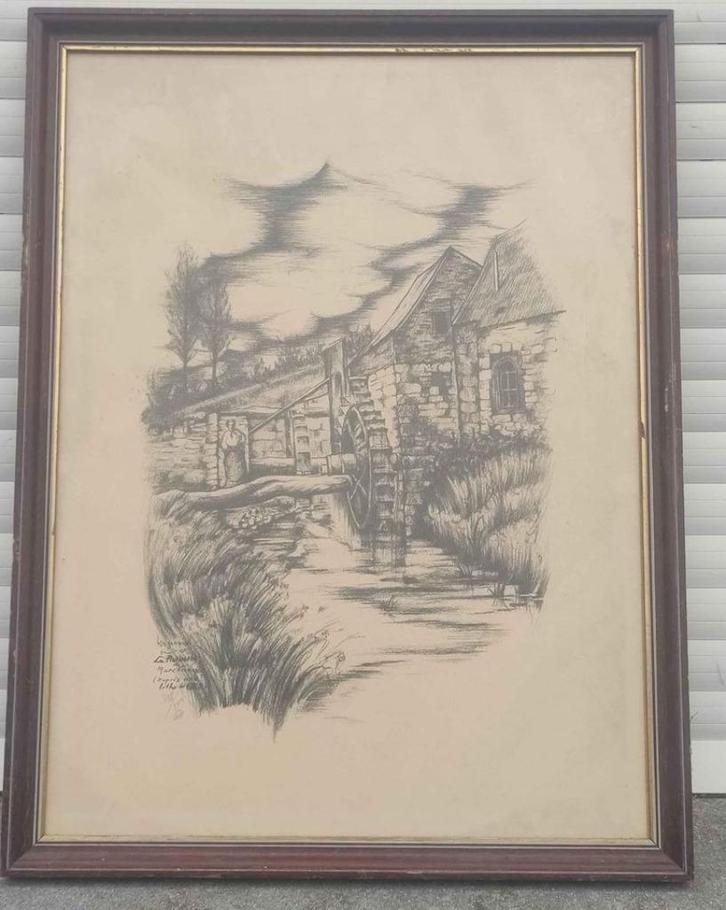 Lithographie la platirerie signe ben genaux, Antiek en Kunst, Kunst | Litho's en Zeefdrukken, Ophalen of Verzenden