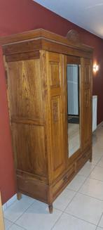 Antieke eiken kast met spiegel, Antiek en Kunst, Ophalen