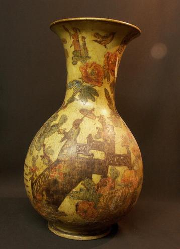 19ème Chine superbe vase balustre ancien 38cm scène chinoise