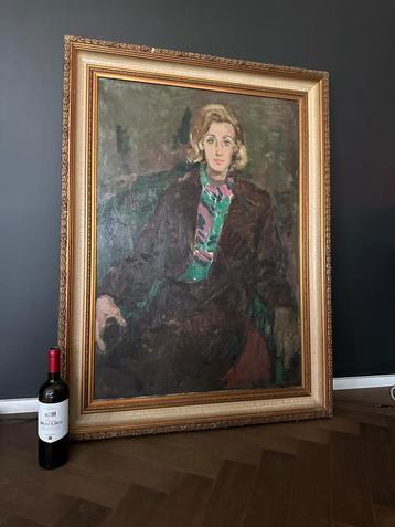 Olieverf schilderij Hessel de Boer “Portret Dame” disponible aux enchères