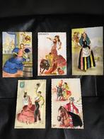 5 Cartes postales espagnoles brodées, Collections, Non affranchie, Enlèvement ou Envoi