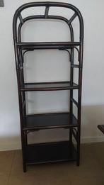Zeer mooi vintage donkerbruin rotan rek/boekenrek, Huis en Inrichting, Ophalen, Gebruikt