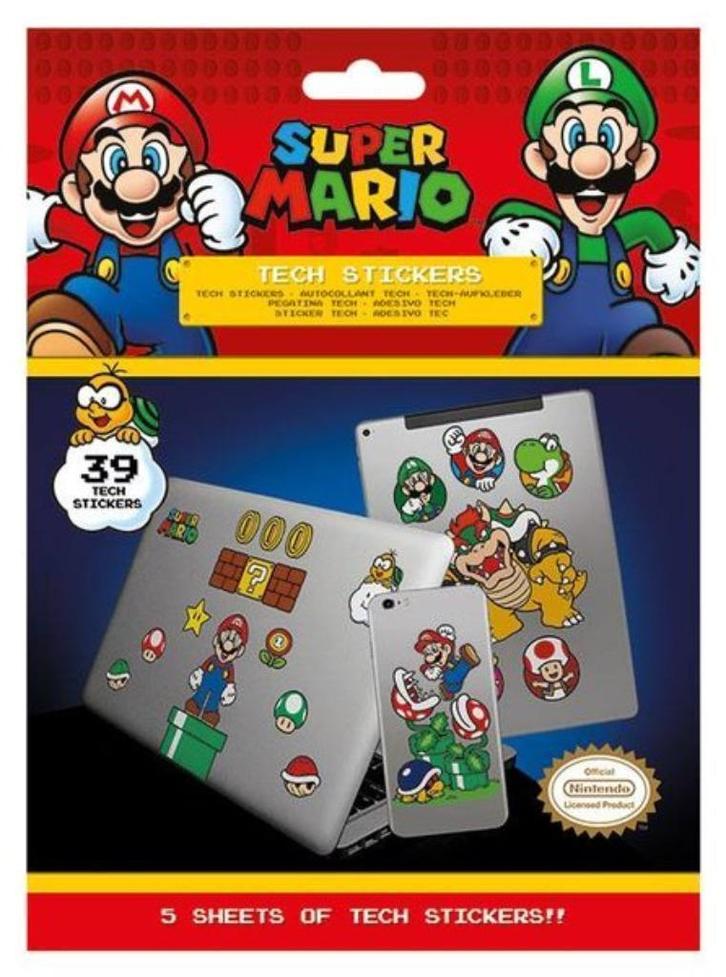 Super Mario Mushroom Kingdom Tech Stickers - 39 Stuks, Verzamelen, Stickers, Nieuw, Overige typen, Ophalen of Verzenden